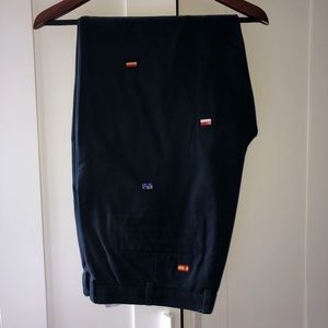 Dark navy blue pants with flag embroidery
